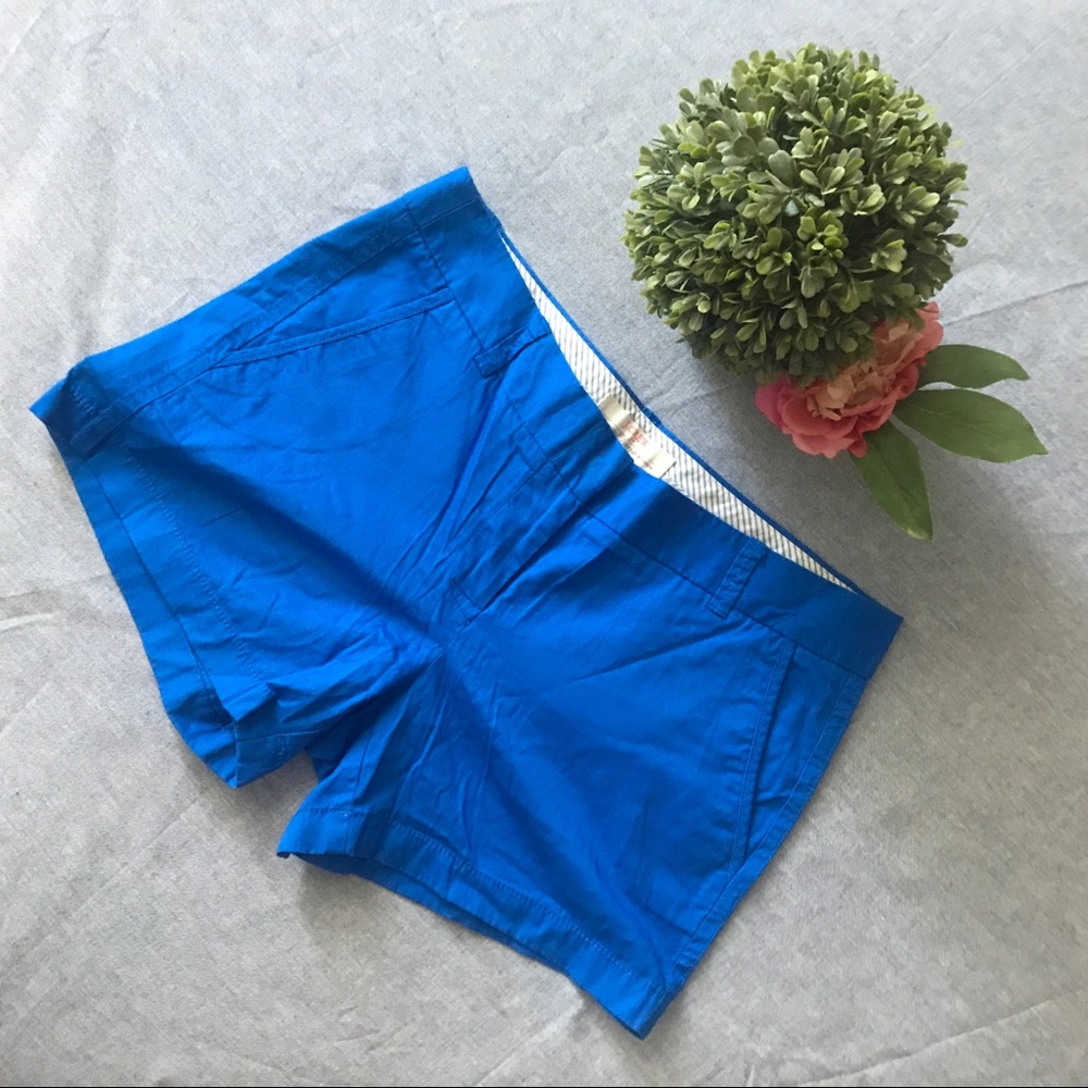 JCrew Bright Blue Chino Shorts, Size 6